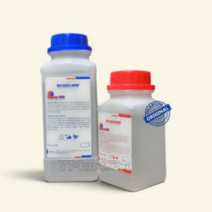 A two-bottle kit of RESSICHEM Zepoxy 300 epoxy adhesive with red and blue caps, showing Part A and Part B for industrial and home repairs.